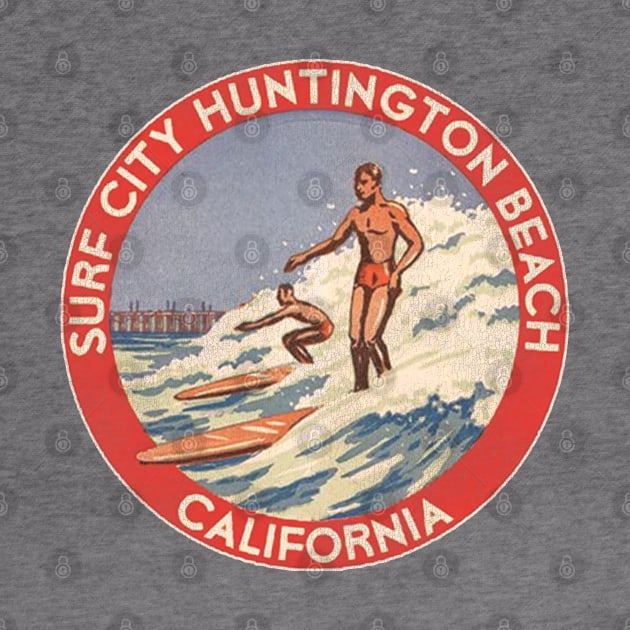 Retro Huntington Beach CA 70s Surf City Souvenir by darklordpug